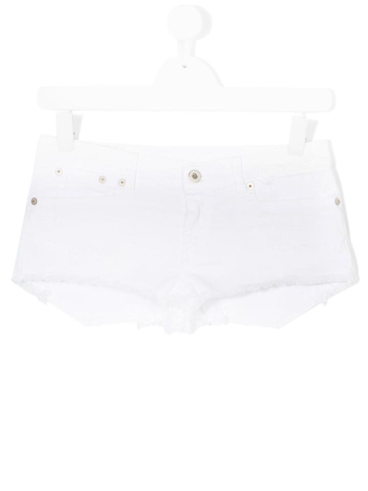 Dondup Kids Frayed Denim Shorts - White