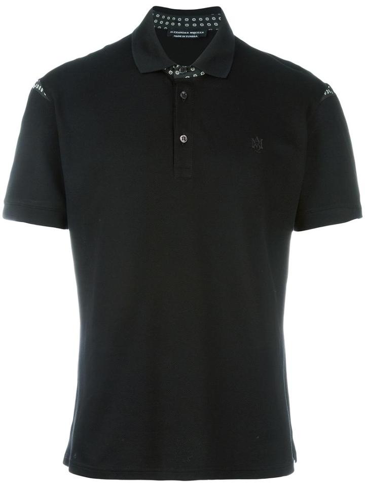 Alexander Mcqueen Printed Insert Polo Shirt, Men's, Size: Xl, Black, Cotton
