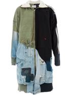 Greg Lauren Zipped Patchwork Coat - Green