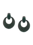 Oscar De La Renta Beaded Hoop Earrings - Green