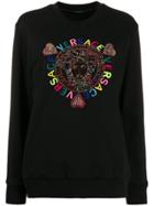 Versace Embellished Medusa Logo Embroidered Sweatshirt - Black