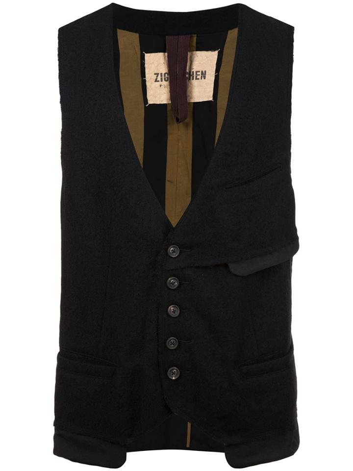 Ziggy Chen Patch Pocket Vest - Black