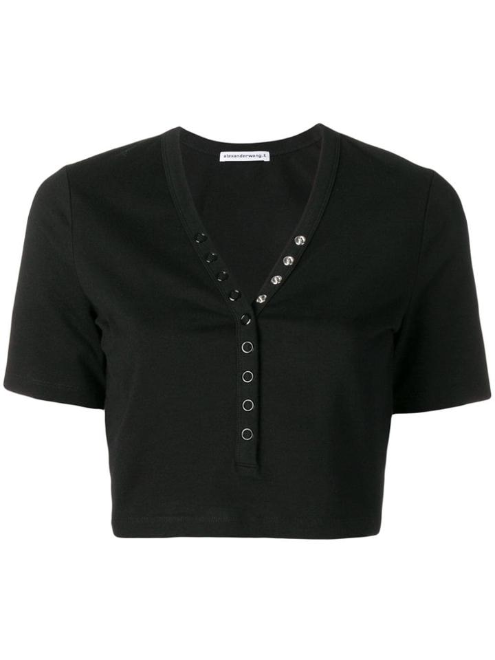 T By Alexander Wang Snap Fastenings Cropped Top - Black