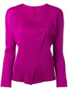 Pleats Please By Issey Miyake Pleated Open Jacket, Women's, Size: 3, Pink/purple, Polyester