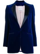 Hebe Studio Velvet Tailored Blazer - Blue