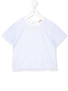 No21 Kids Pom Pom Trim T-shirt, Girl's, Size: 6 Yrs, Blue