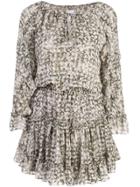 Misa Los Angeles Floral Print Ruffled Dress - Grey