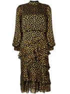 Saloni Mock Neck Ruffle Dress - Black