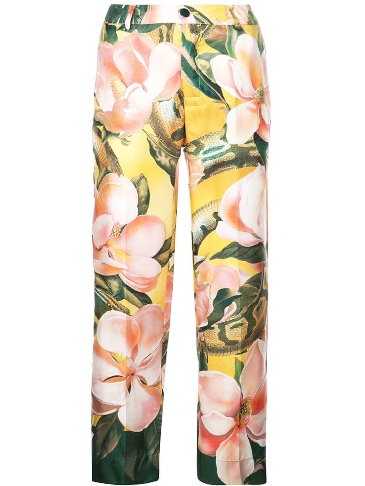 F.r.s For Restless Sleepers Floral Print Silk Trousers - Green