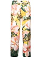 F.r.s For Restless Sleepers Floral Print Silk Trousers - Green