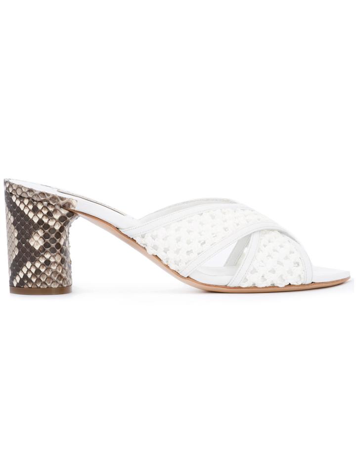 Casadei Snakeskin Effect Crossover Mules - White