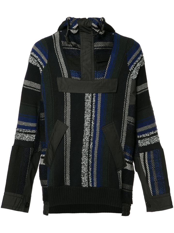 Sacai Striped Jumper, Men's, Size: 3, Blue, Cotton/acrylic