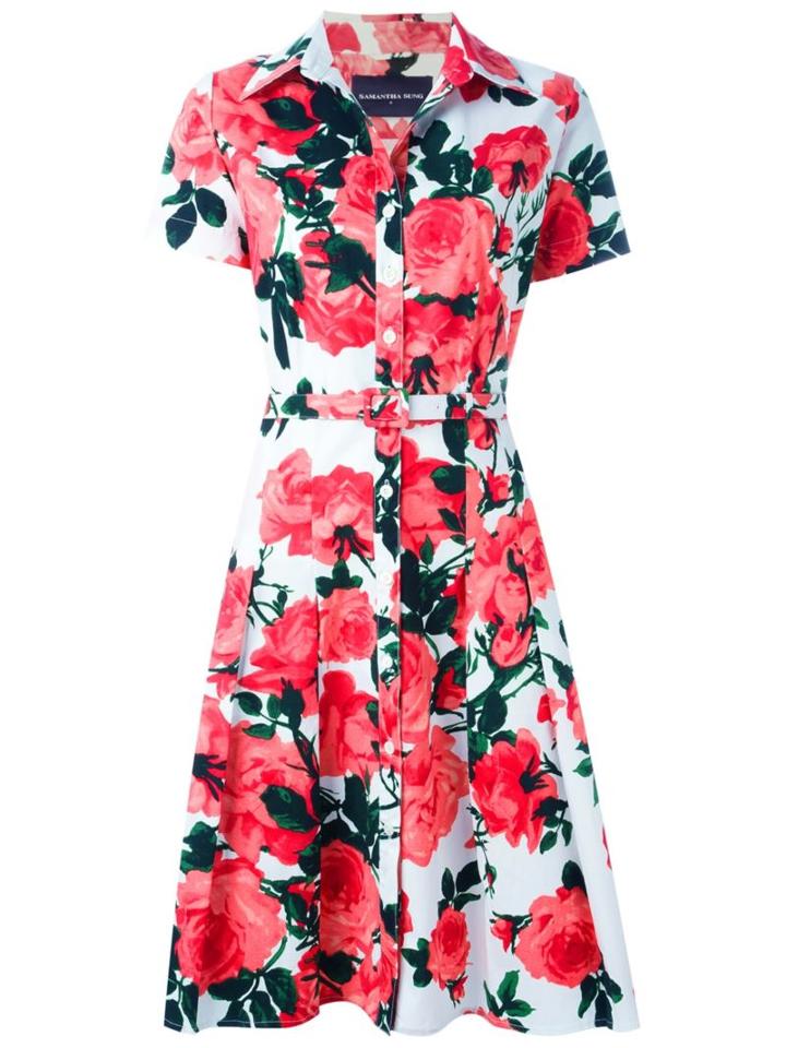 Samantha Sung Patricia Dress, Women's, Size: M, White, Cotton/spandex/elastane