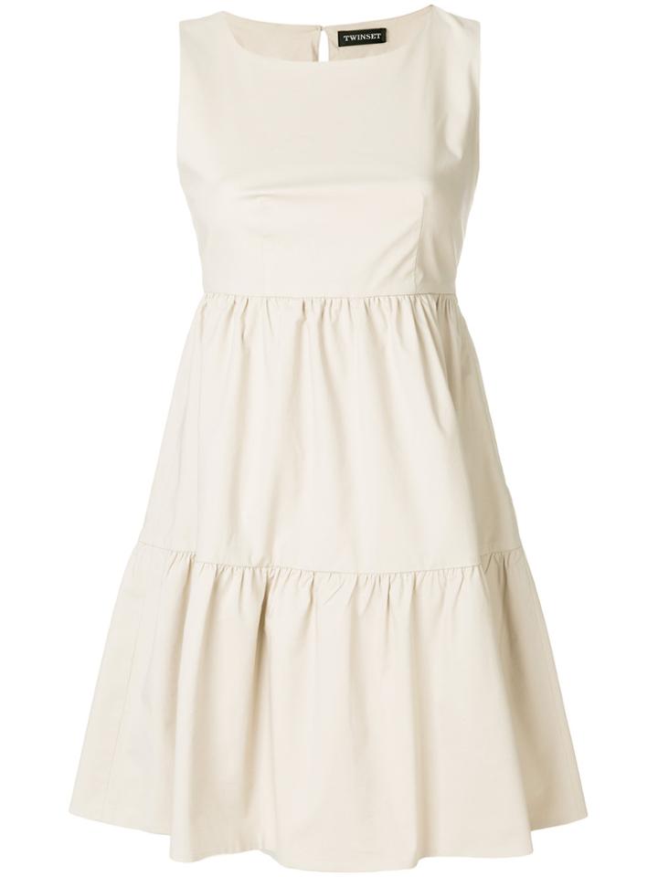 Twin-set Short Tiered Dress - Nude & Neutrals