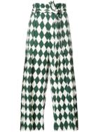 Tome - Diamond Print Trousers - Women - Cotton - M, Green, Cotton