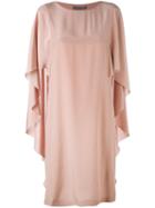 Alberta Ferretti - Waterfall Sleeve Dress - Women - Silk - 42, Nude/neutrals, Silk