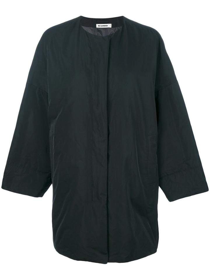 Jil Sander Down Filled Collarless Coat - Black