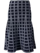 Derek Lam 10 Crosby Grid Pattern Skirt, Women's, Size: Xs, Blue, Polyamide/spandex/elastane/wool