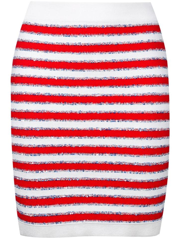 Balmain Striped Mini Skirt - Red