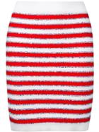 Balmain Striped Mini Skirt - Red