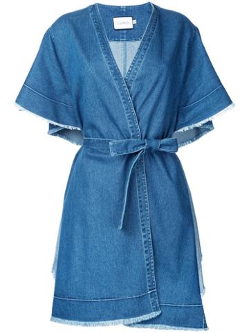 Co-mun - Ruffled Shortsleeves Denim Coat - Women - Cotton - 36, Blue, Cotton