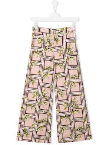 Miss Blumarine Floral Print Trousers - Pink