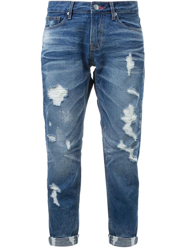 Guild Prime Distressed Cuffed Skinny Jeans, Women's, Size: 34, Blue, Cotton