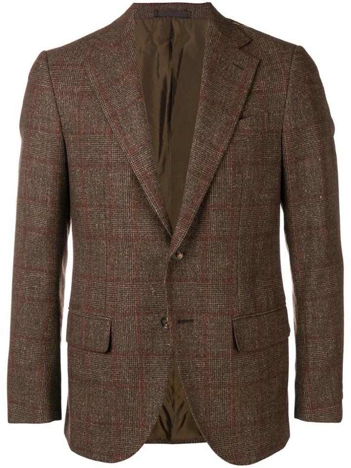 Caruso Checked Blazer - Brown