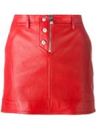 Versus Zip Mini Skirt, Women's, Size: 42, Red, Calf Leather/acetate/polyester