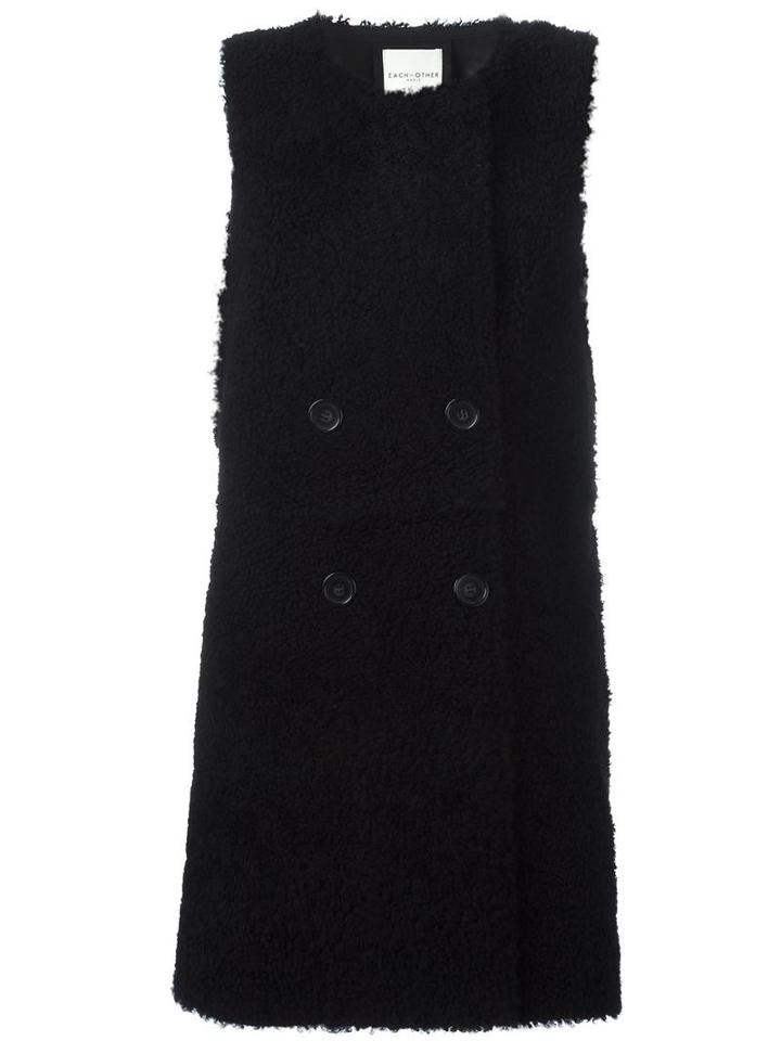 Each X Other Sleeveless Shearling Coat, Women's, Size: Xs, Black, Sheep Skin/shearling/merino