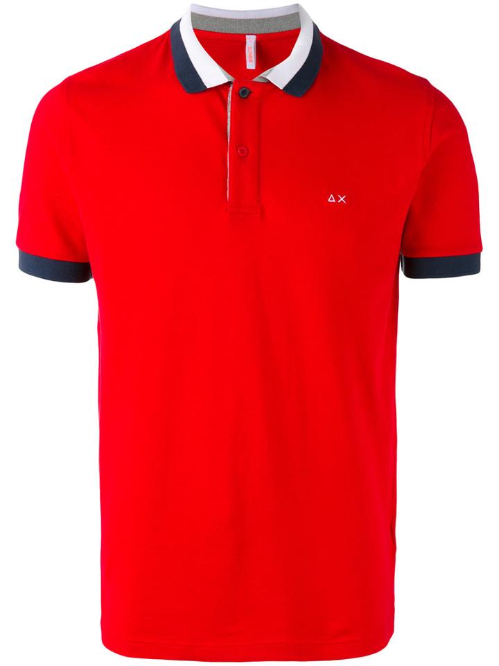 Sun 68 Contrast Polo Shirt, Men's, Size: Medium, Red, Cotton/spandex/elastane
