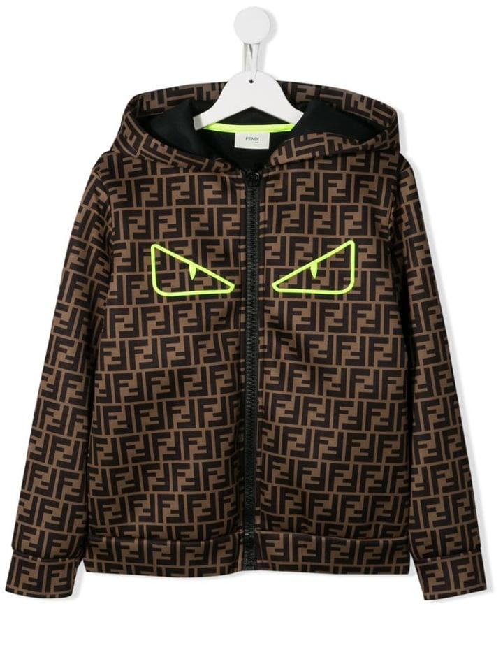 Fendi Kids Teen Bug Eyes Monogram Jacket - Brown