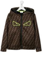 Fendi Kids Teen Bug Eyes Monogram Jacket - Brown