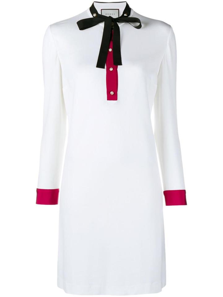 Gucci Ribbon-trimmed Shift Dress - White
