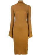 Dondup - Fitted Bell Sleeve Dress - Women - Wool - S, Brown, Wool