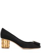 Salvatore Ferragamo Metallic Heel Pumps - Black