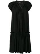 Ann Demeulemeester Pleated Ruched Midi Dress - Black