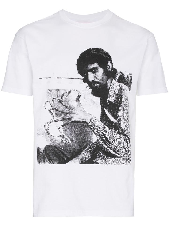 Languages Nails Print Short Sleeve Cotton T Shirt - White