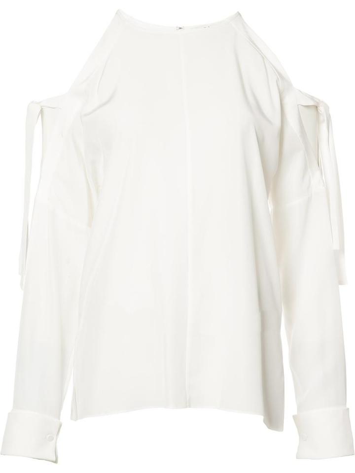 Tibi Cut-off Tied Shoulders Blouse, Women's, Size: Small, White, Silk