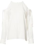 Tibi Cut-off Tied Shoulders Blouse, Women's, Size: Small, White, Silk