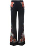 Roberto Cavalli Floral Print Trousers, Women's, Size: 38, Black, Viscose/spandex/elastane/cotton