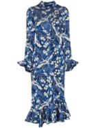 Erdem Alta Japanese Floral Print Midi Dress - Blue