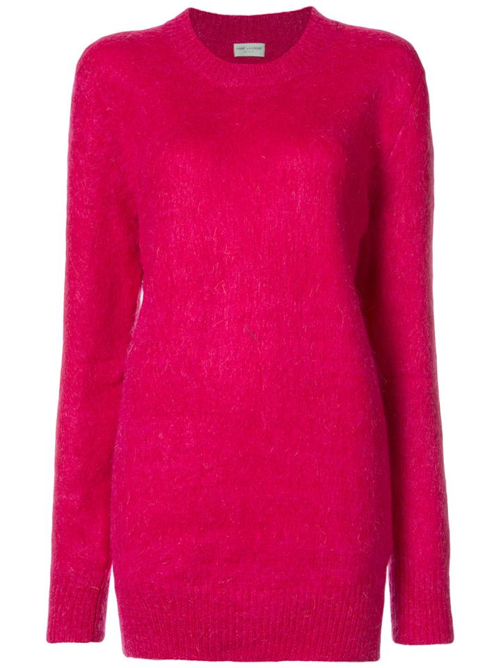 Saint Laurent Round Neck Long Jumper - Pink & Purple