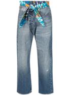 R13 Hawaiian Print Stonewashed Jeans - Blue