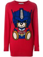 Moschino - Transformer Bear Sweater Dress - Women - Virgin Wool - M, Red, Virgin Wool