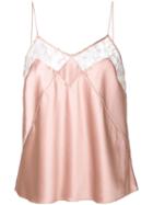 Fleur Du Mal Lace Trim Spaghetti Straps Top, Women's, Size: S, Pink/purple, Silk