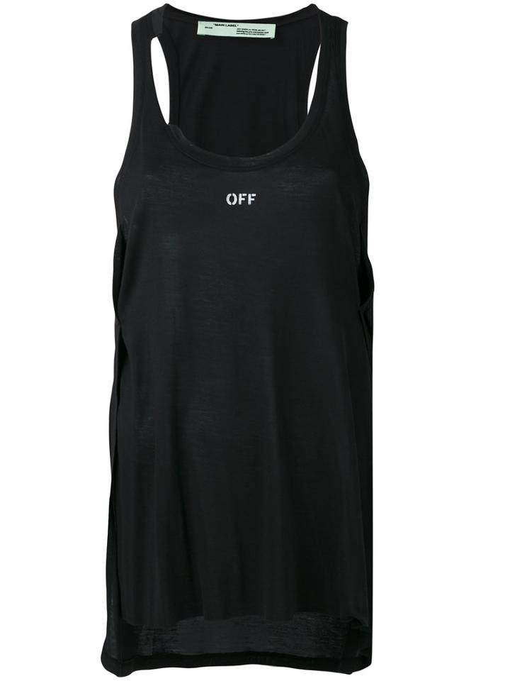 Off-white Scoop Neck Vest, Women's, Size: Medium, Black, Modal