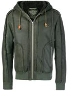 Mr & Mrs Italy Raw-edged Hooded Leather Jacket - Green