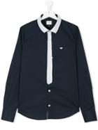 Armani Junior Tie Detail Shirt - Blue