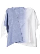 132 5. Issey Miyake Faded Asymmetric Blouse - Blue